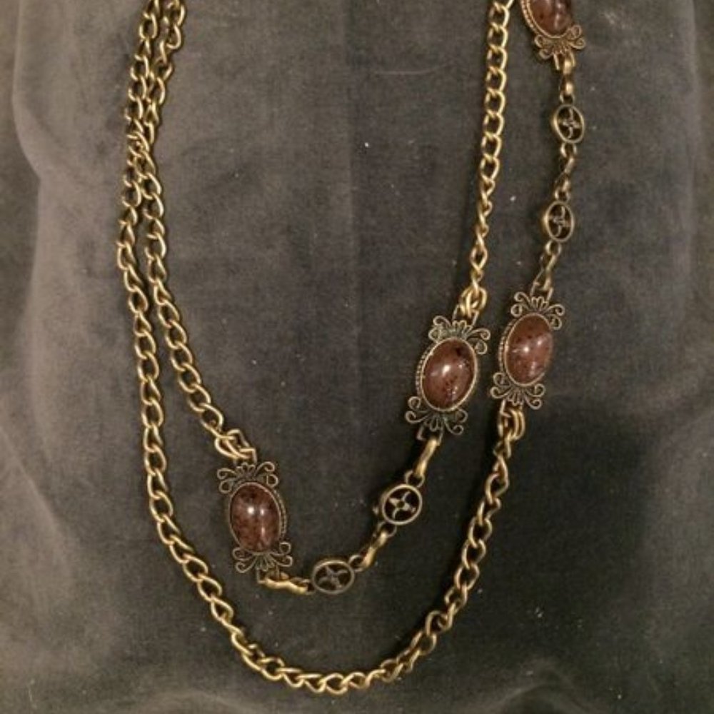 Bronze Chained Belt with Speckled Brown Stones